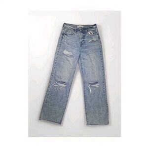 Hidden Jeans Womens 26 Blue Nori Distressed Wide Leg  High Rise Raw Hem Denim